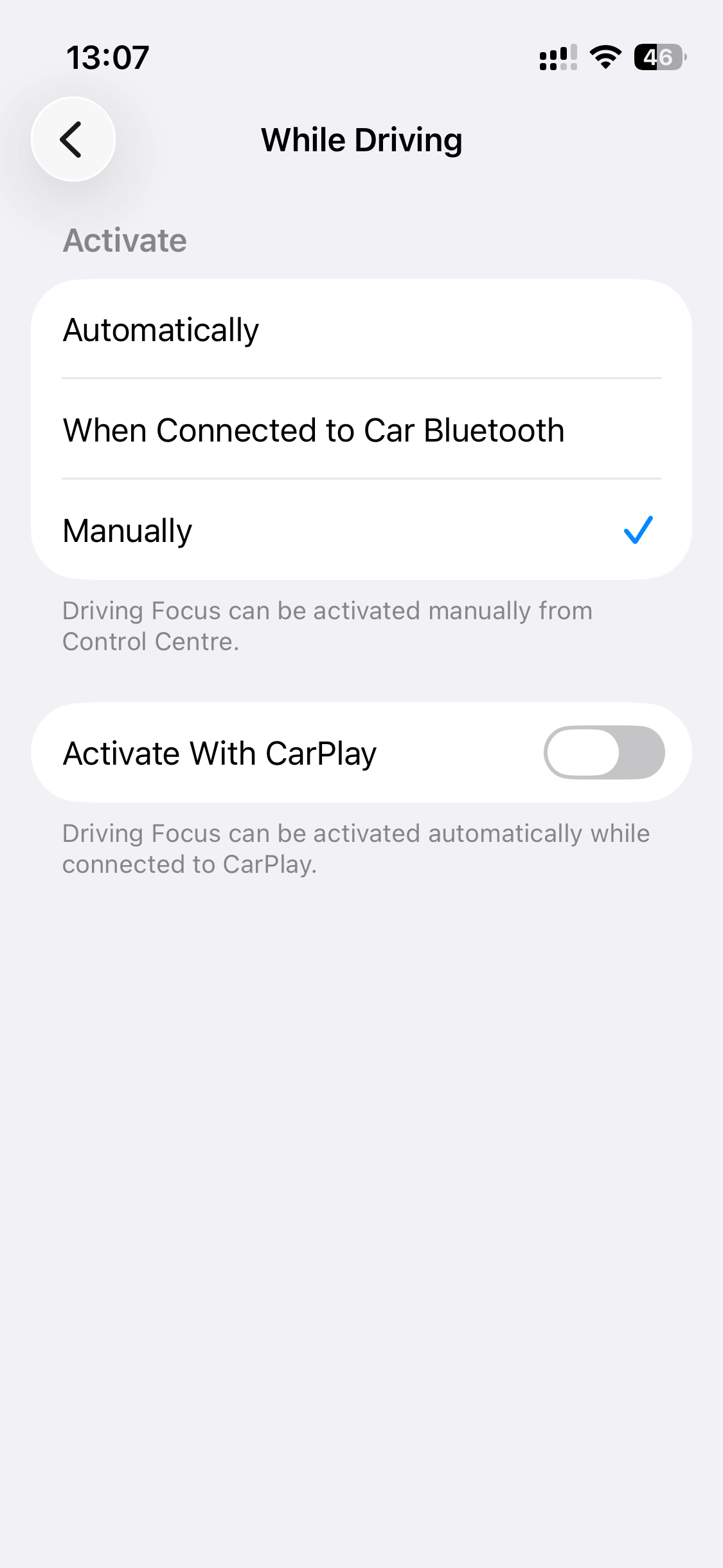 iphone driving focus manually