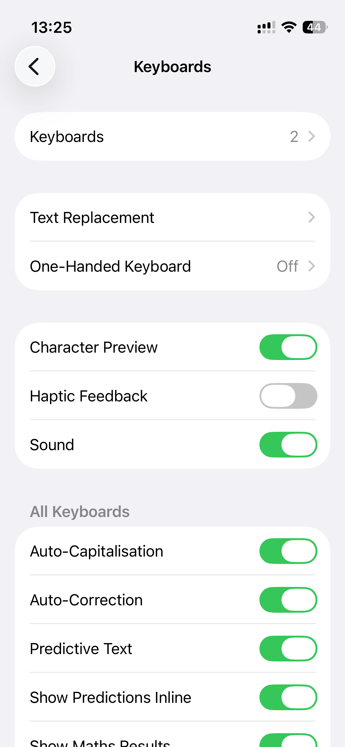 iphone keyboard settings