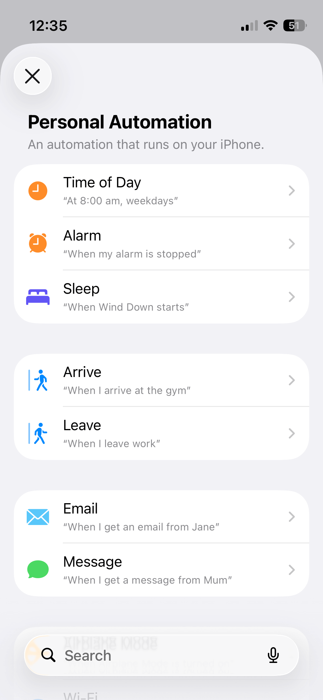 creating a new automation shortcut