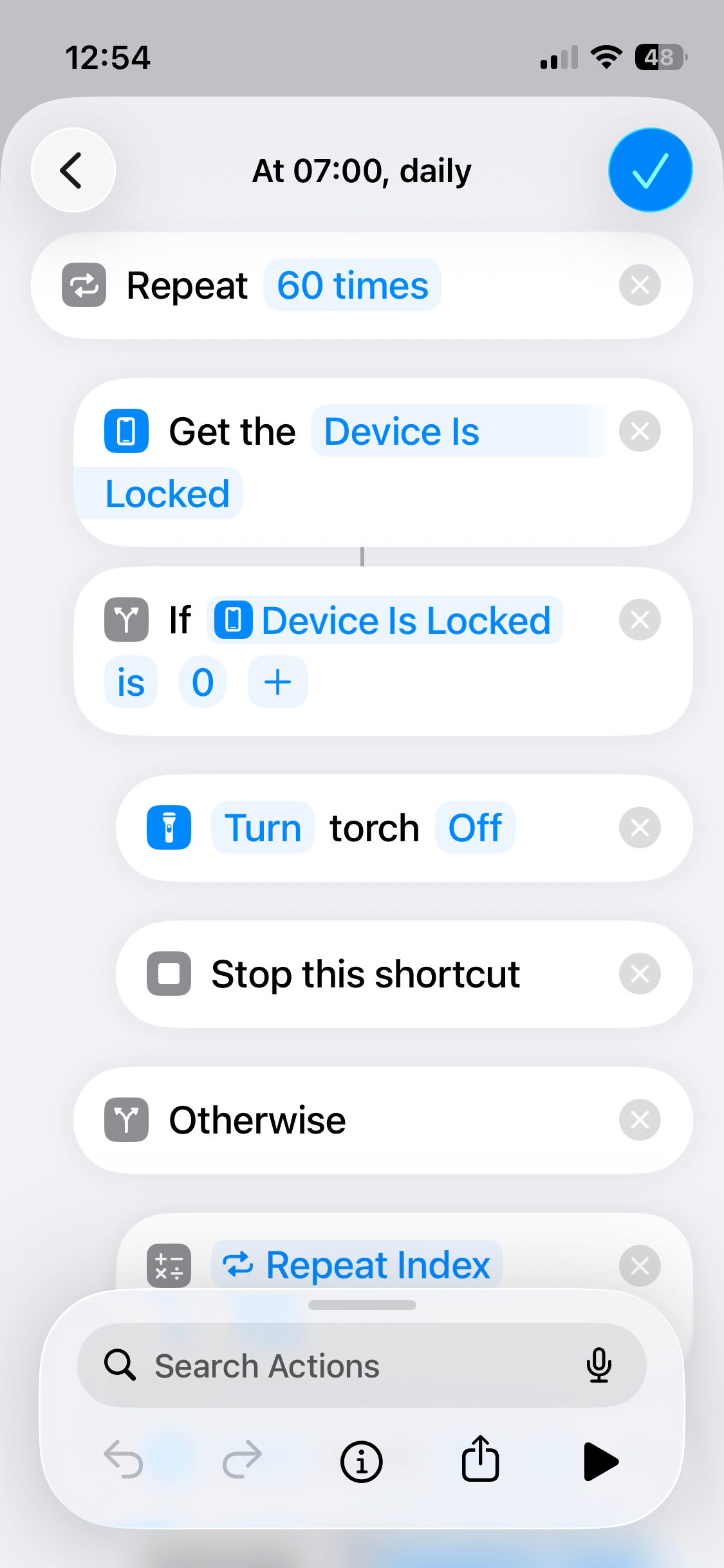shortcut stop if unlocked