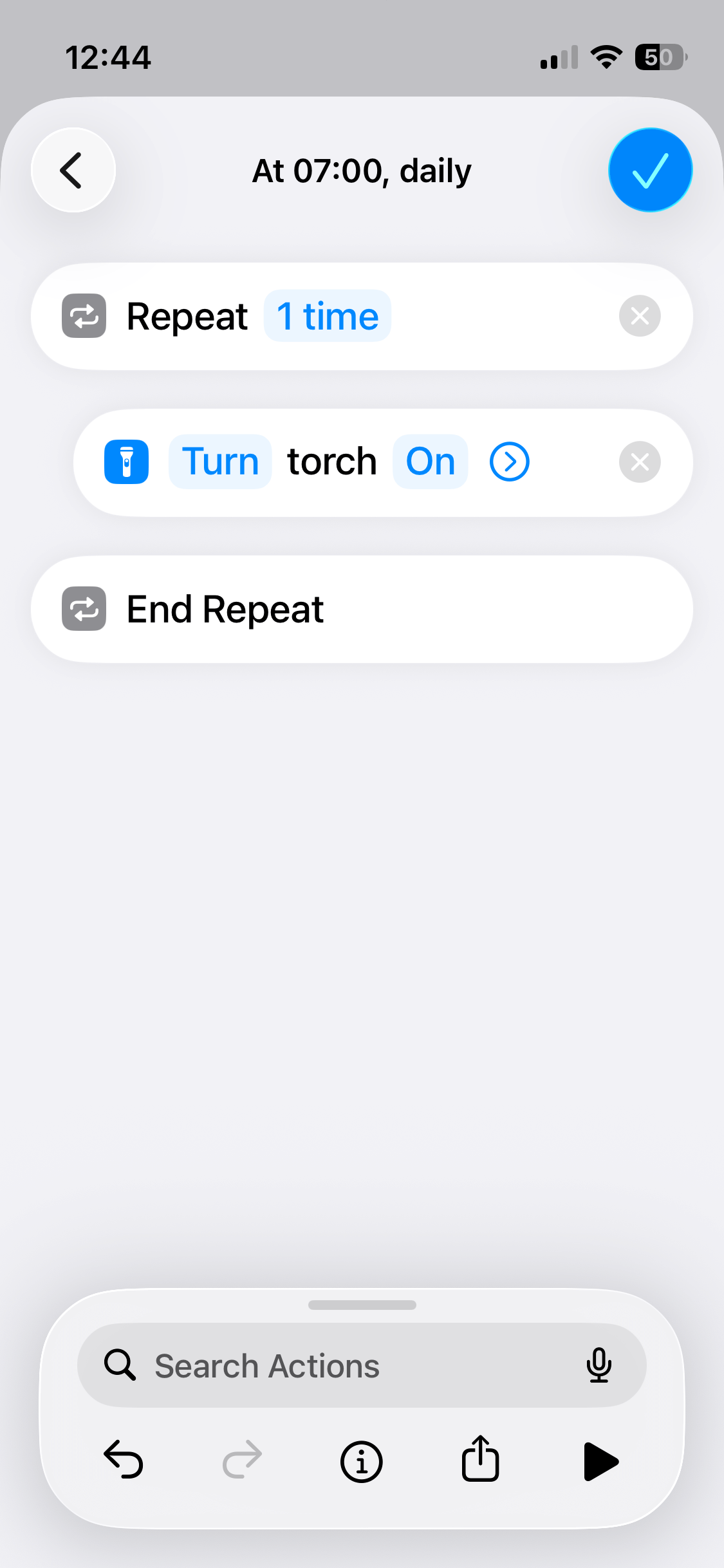 shortcut repeat torch
